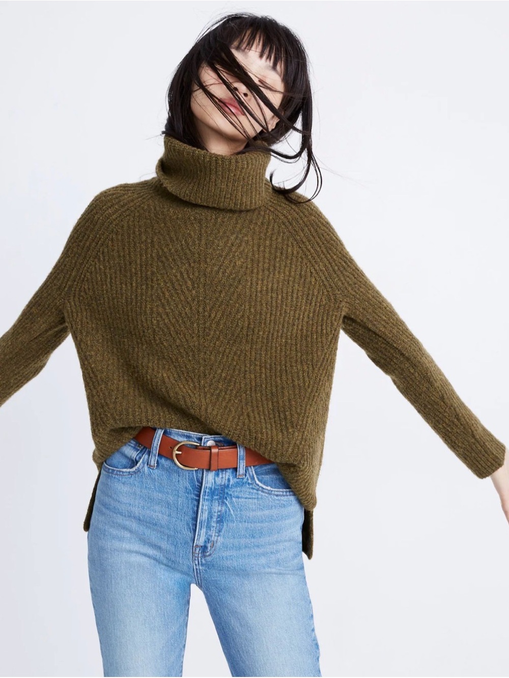 Madewell Mercer Turtleneck Sweater M Heather Cider Wool Blend Cabincore Old Mone